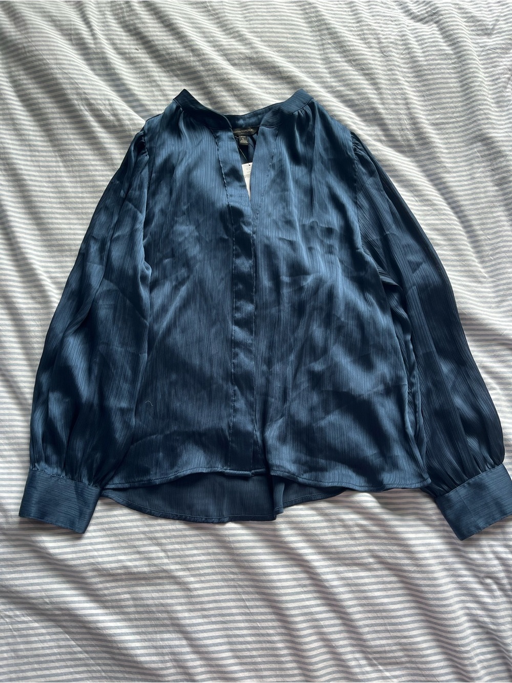Banana Republic Pleated-Texture Long Sleeve Blouse